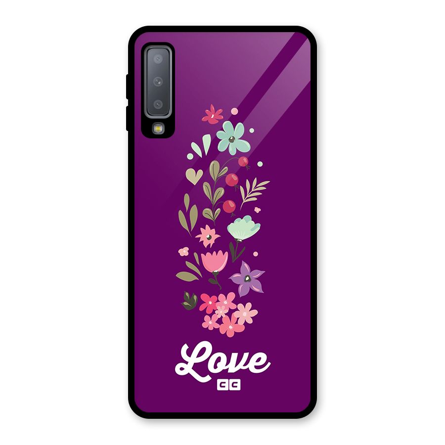 Floral Love Glass Back Case for Galaxy A7 (2018)