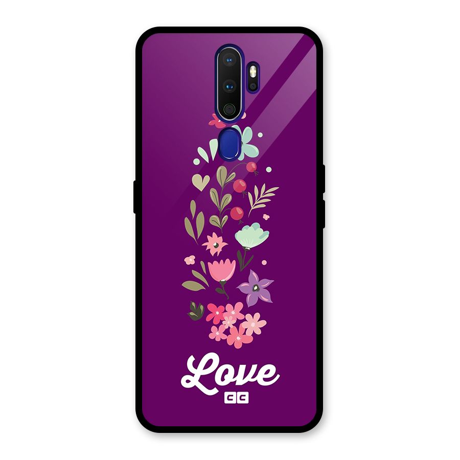 Floral Love Glass Back Case for Oppo A9 (2020)