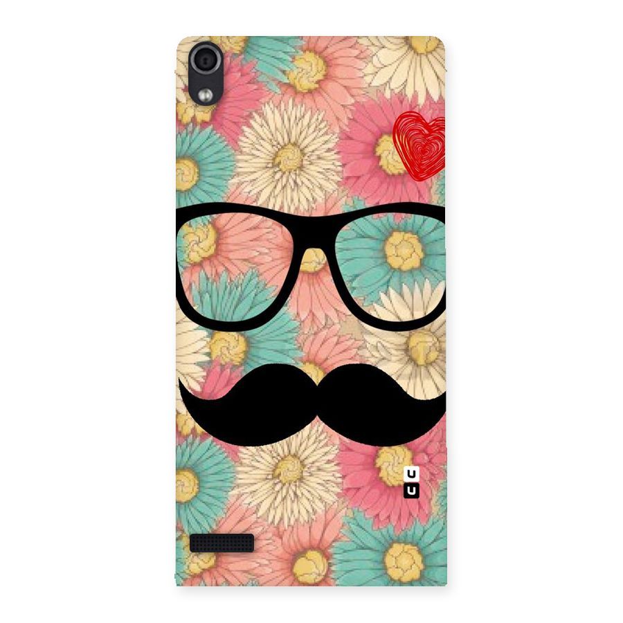 Floral Moustache Back Case for Ascend P6