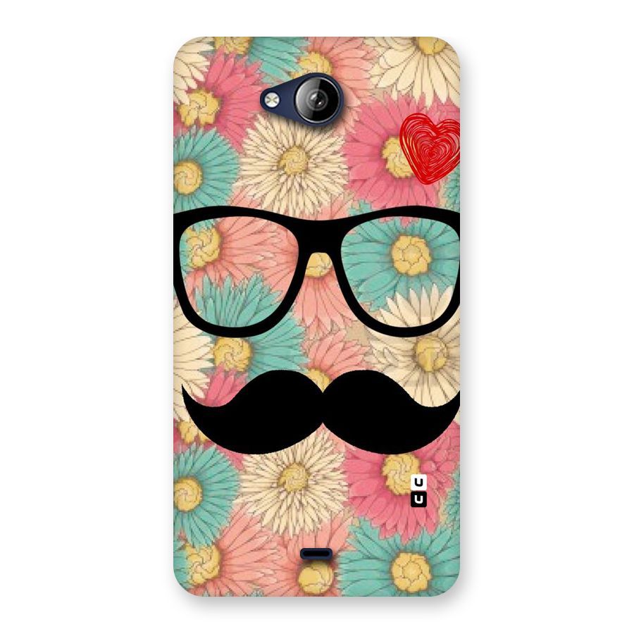 Floral Moustache Back Case for Canvas Play Q355