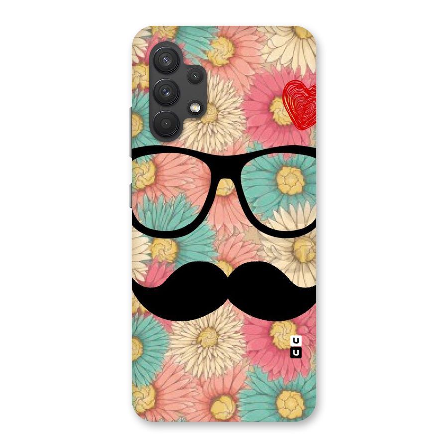 Floral Moustache Back Case for Galaxy A32
