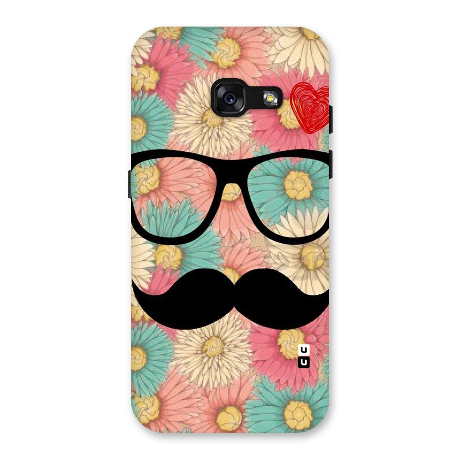 Floral Moustache Back Case for Galaxy A3 (2017)