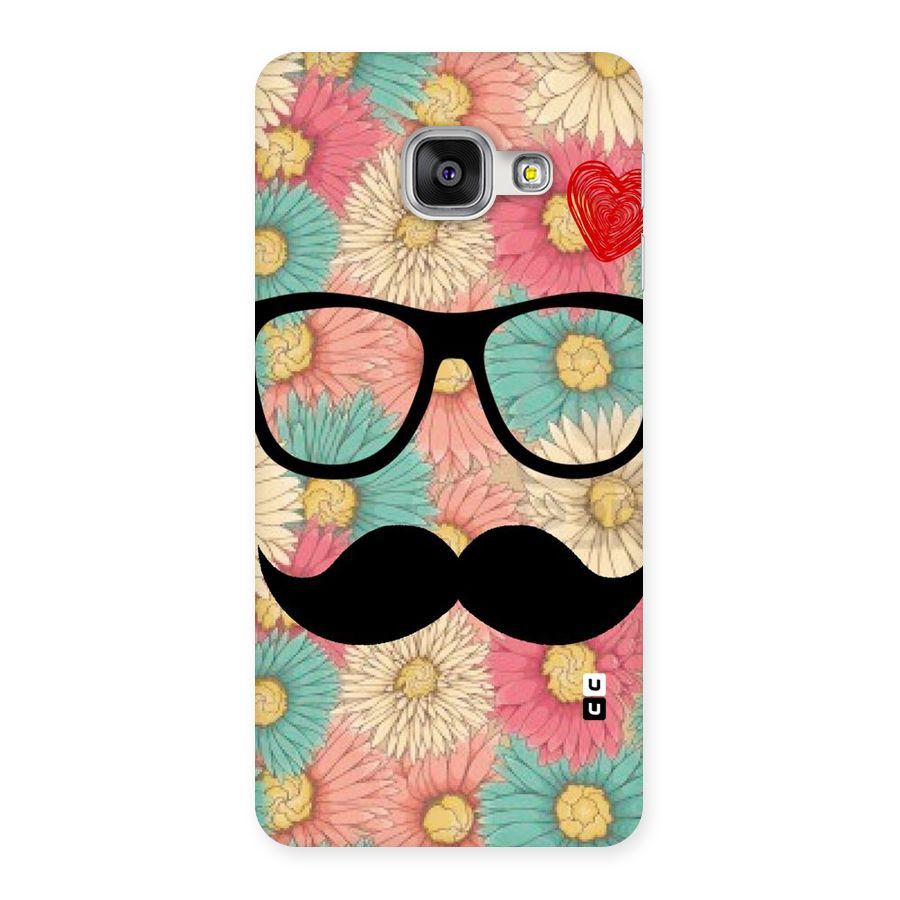 Floral Moustache Back Case for Galaxy A3 2016