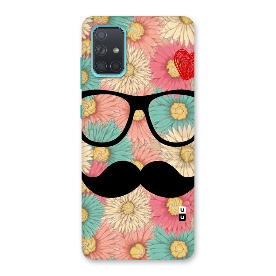 Floral Moustache Back Case for Galaxy A71