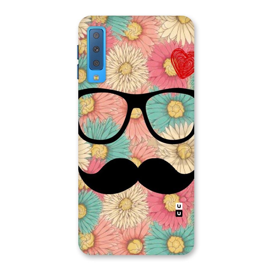 Floral Moustache Back Case for Galaxy A7 (2018)