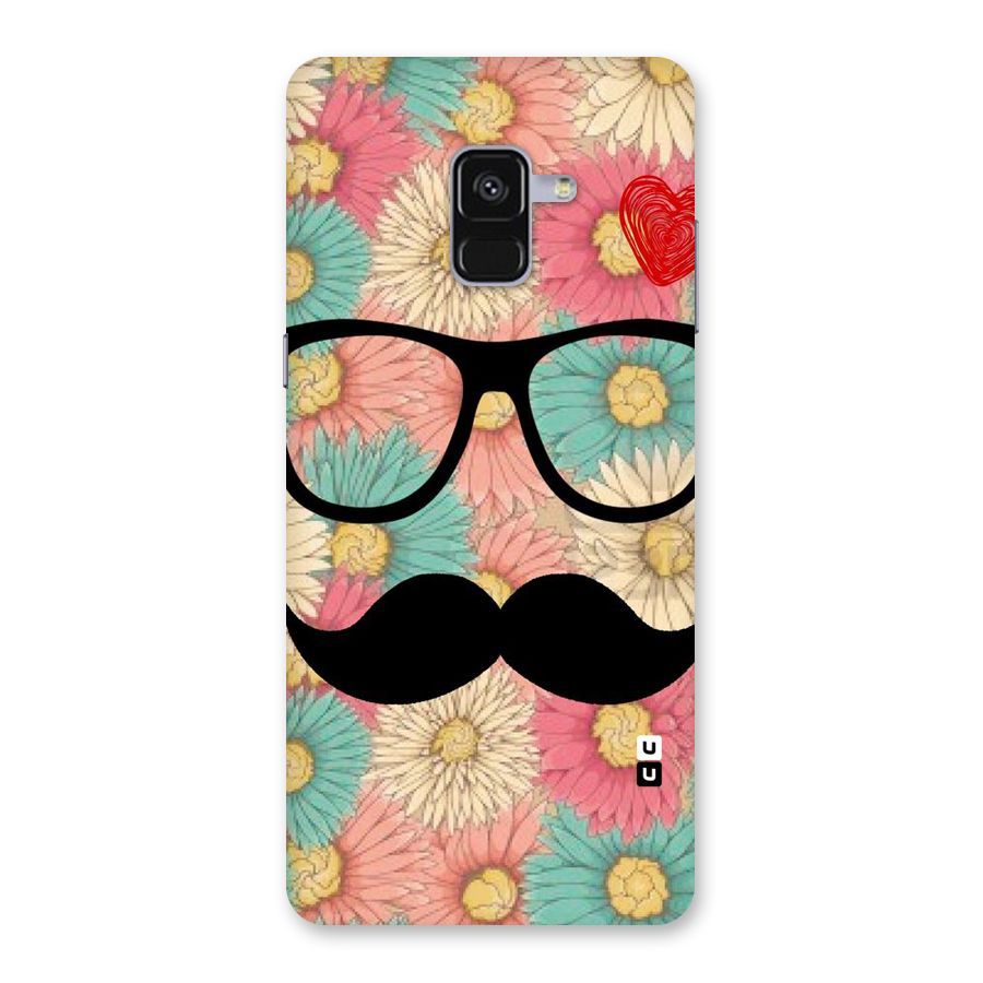 Floral Moustache Back Case for Galaxy A8 Plus