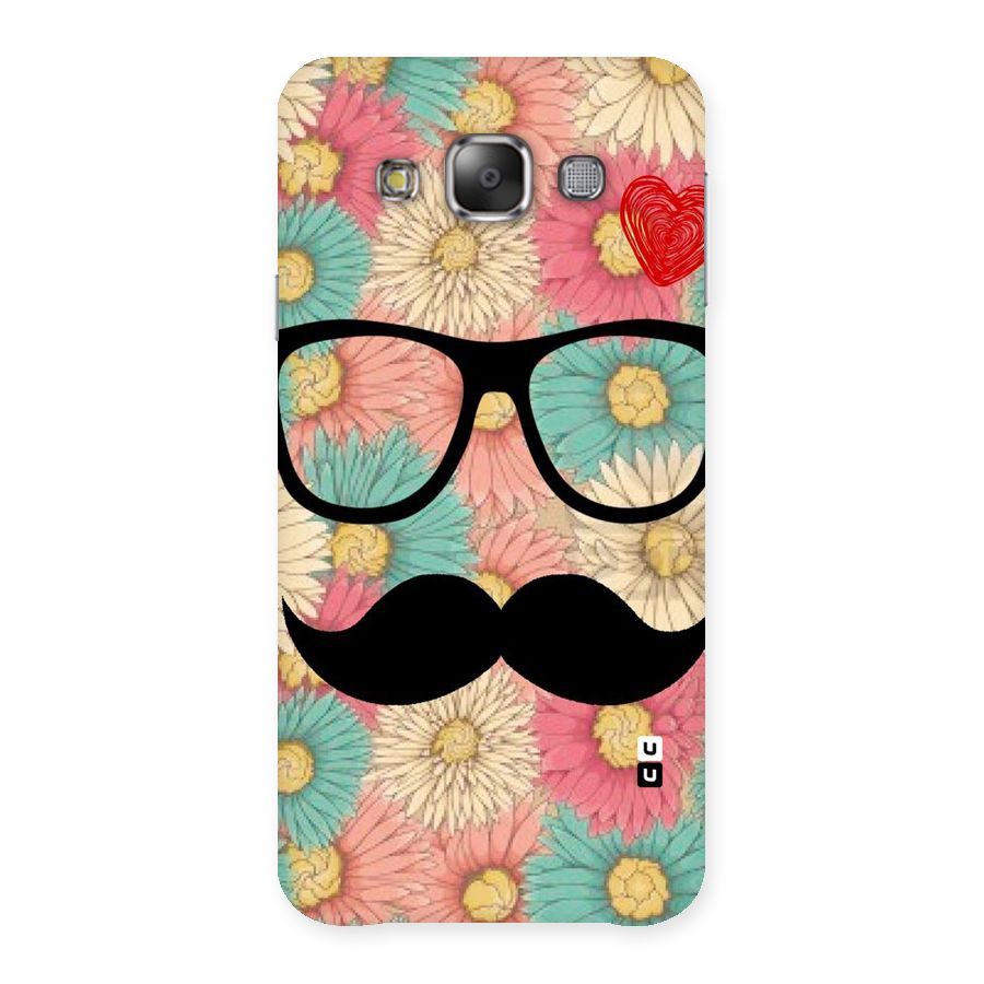 Floral Moustache Back Case for Galaxy E7
