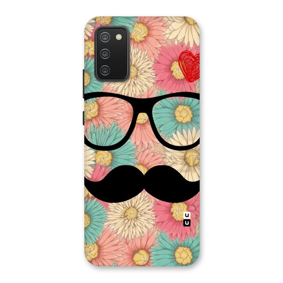 Floral Moustache Back Case for Galaxy M02s
