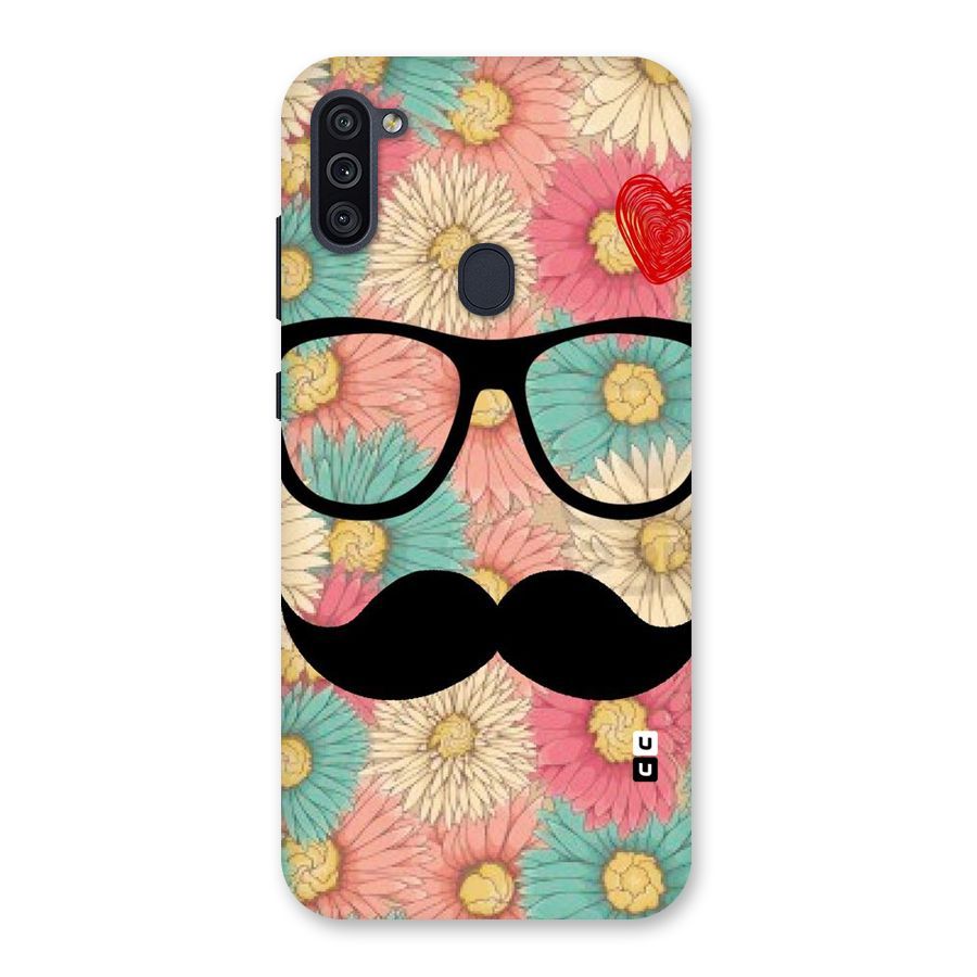 Floral Moustache Back Case for Galaxy M11