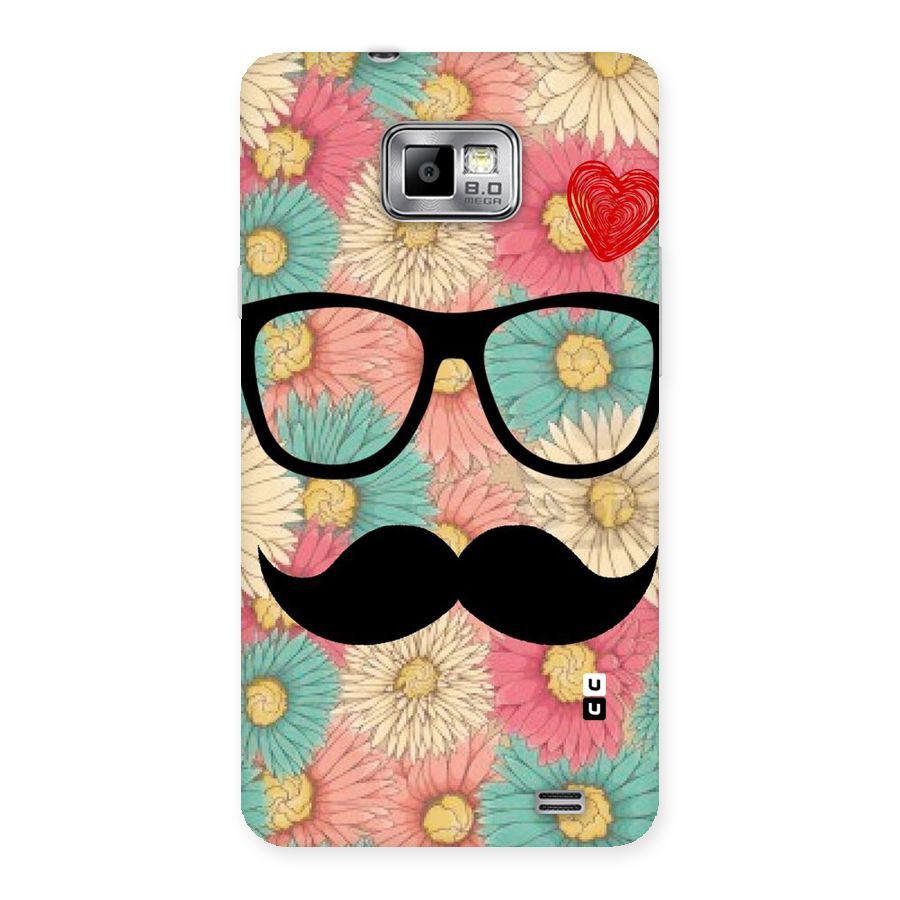 Floral Moustache Back Case for Galaxy S2