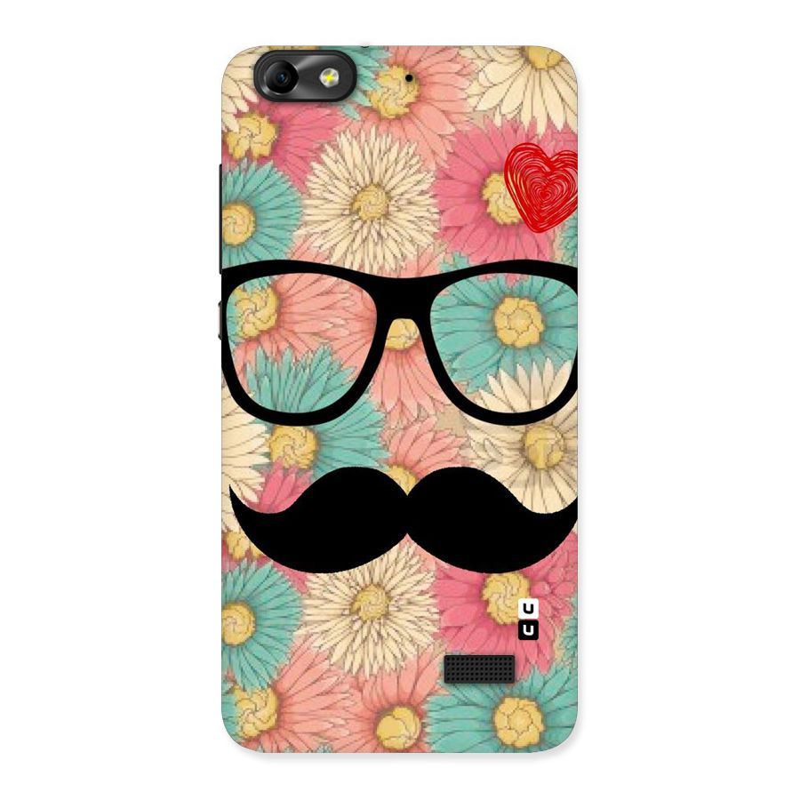 Floral Moustache Back Case for Honor 4C