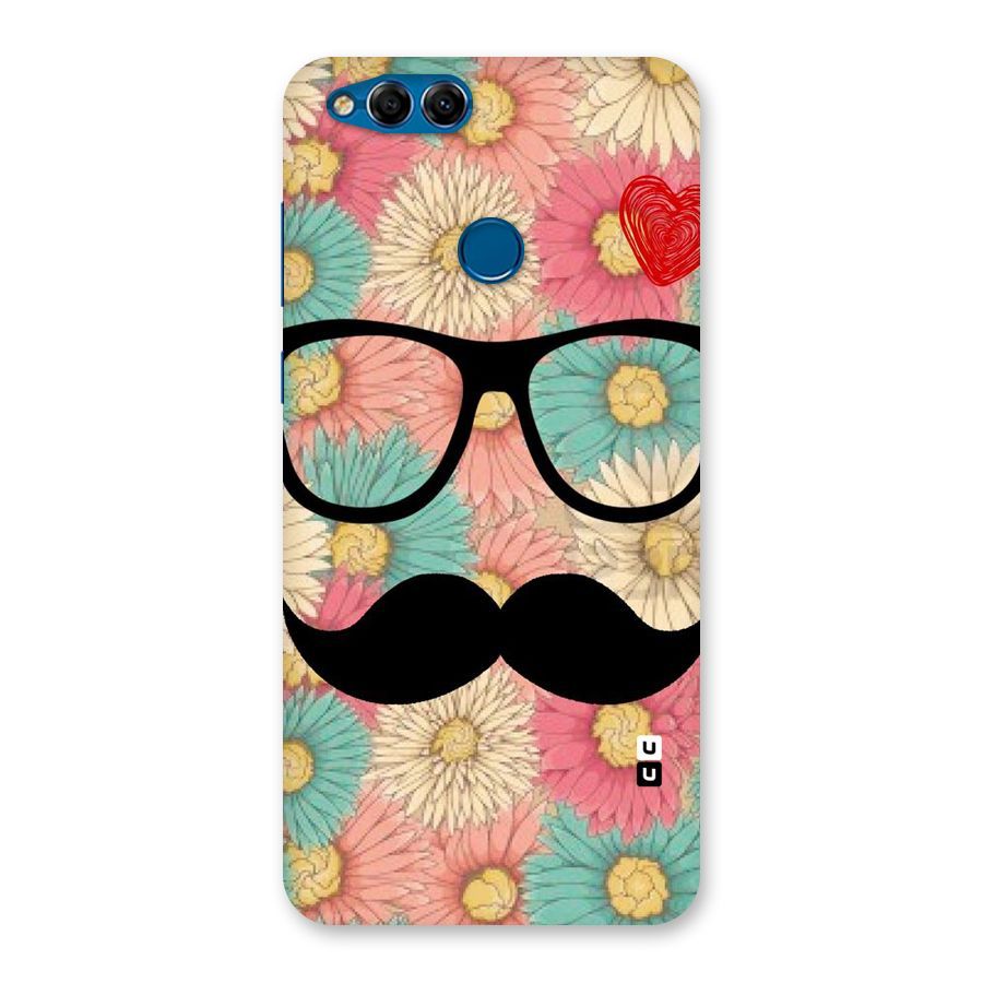 Floral Moustache Back Case for Honor 7X