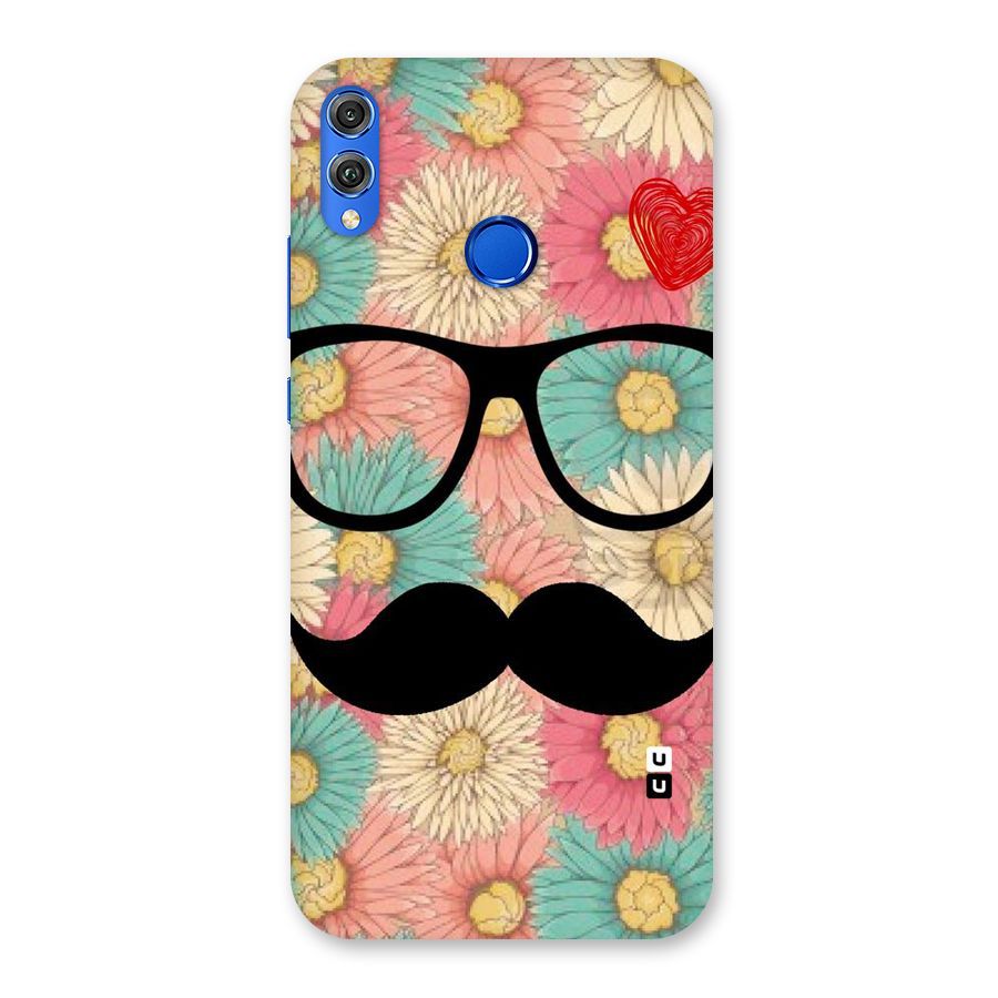 Floral Moustache Back Case for Honor 8X