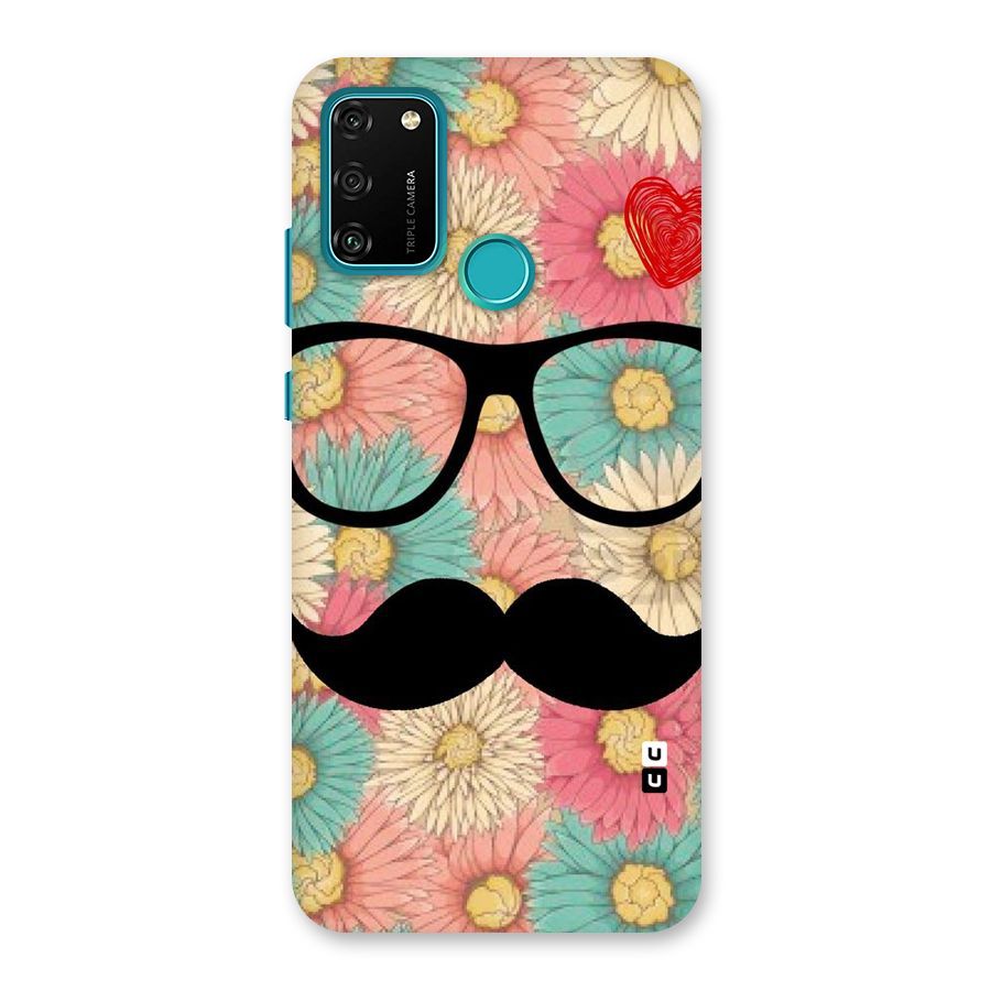 Floral Moustache Back Case for Honor 9A