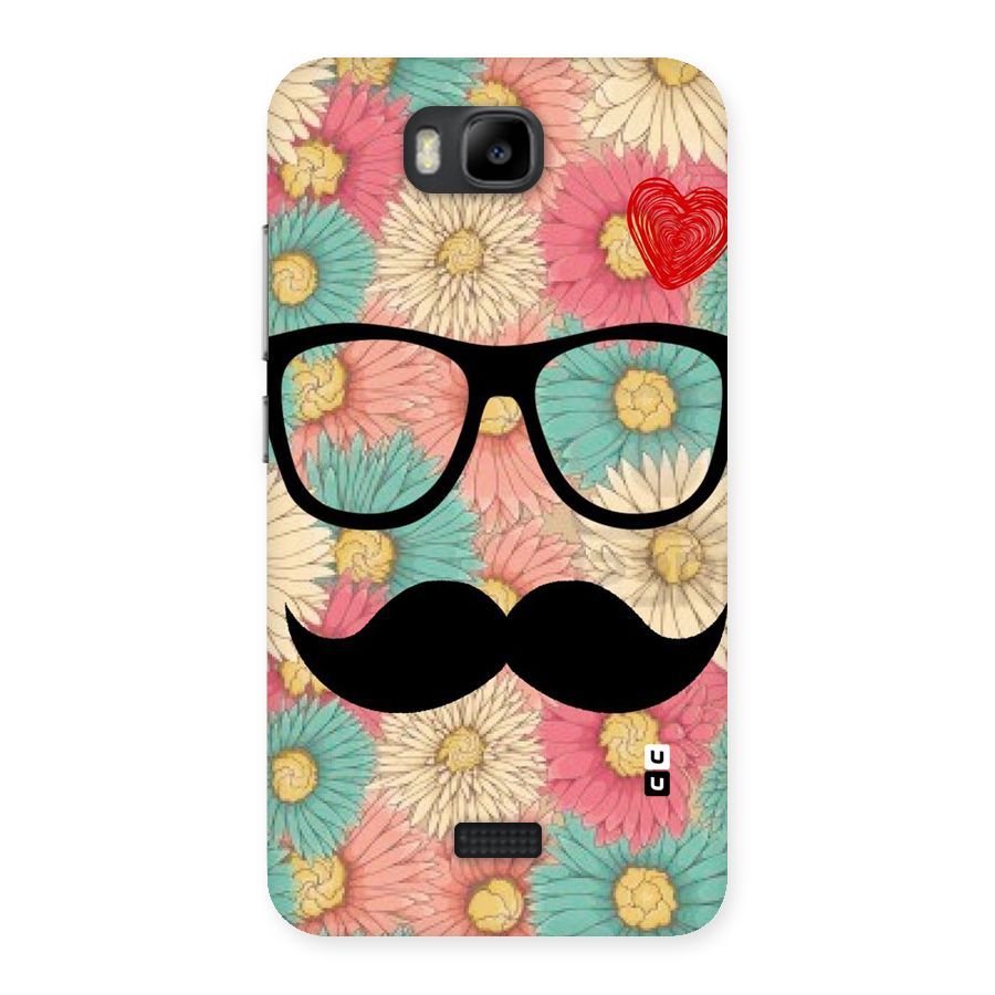 Floral Moustache Back Case for Honor Bee