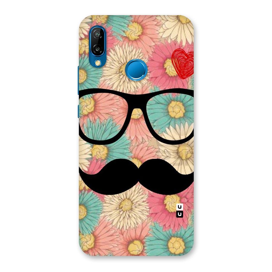 Floral Moustache Back Case for Huawei P20 Lite