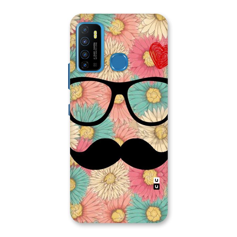 Floral Moustache Back Case for Infinix Hot 9
