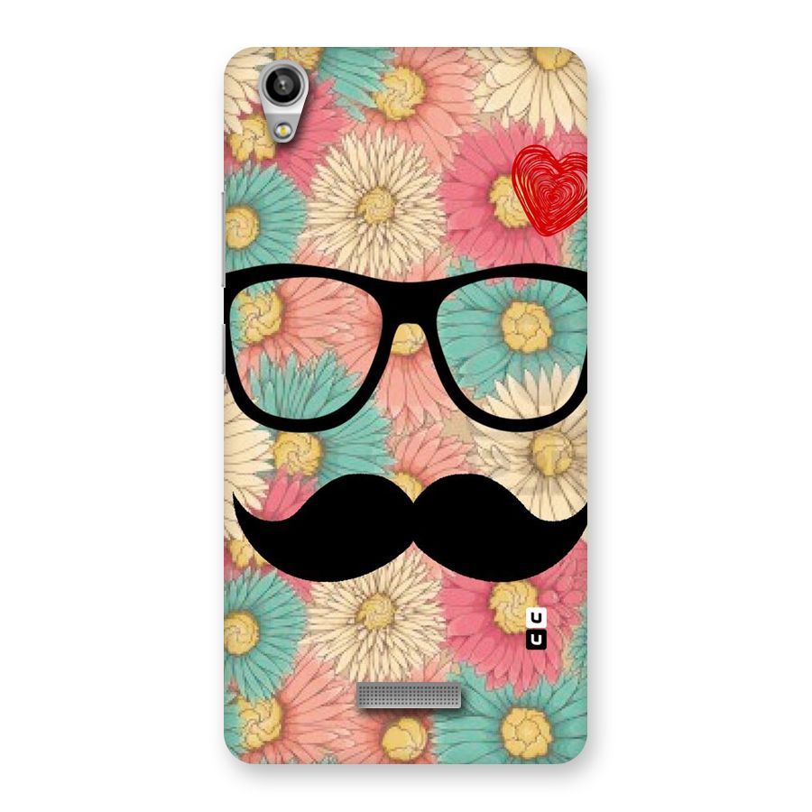 Floral Moustache Back Case for Lava-Pixel-V1