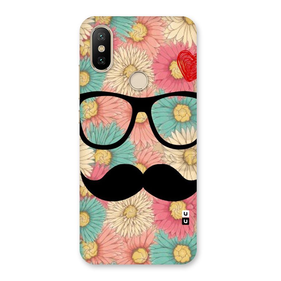Floral Moustache Back Case for Mi A2