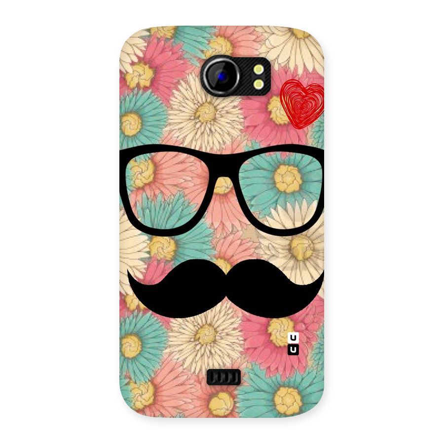 Floral Moustache Back Case for Micromax Canvas 2 A110