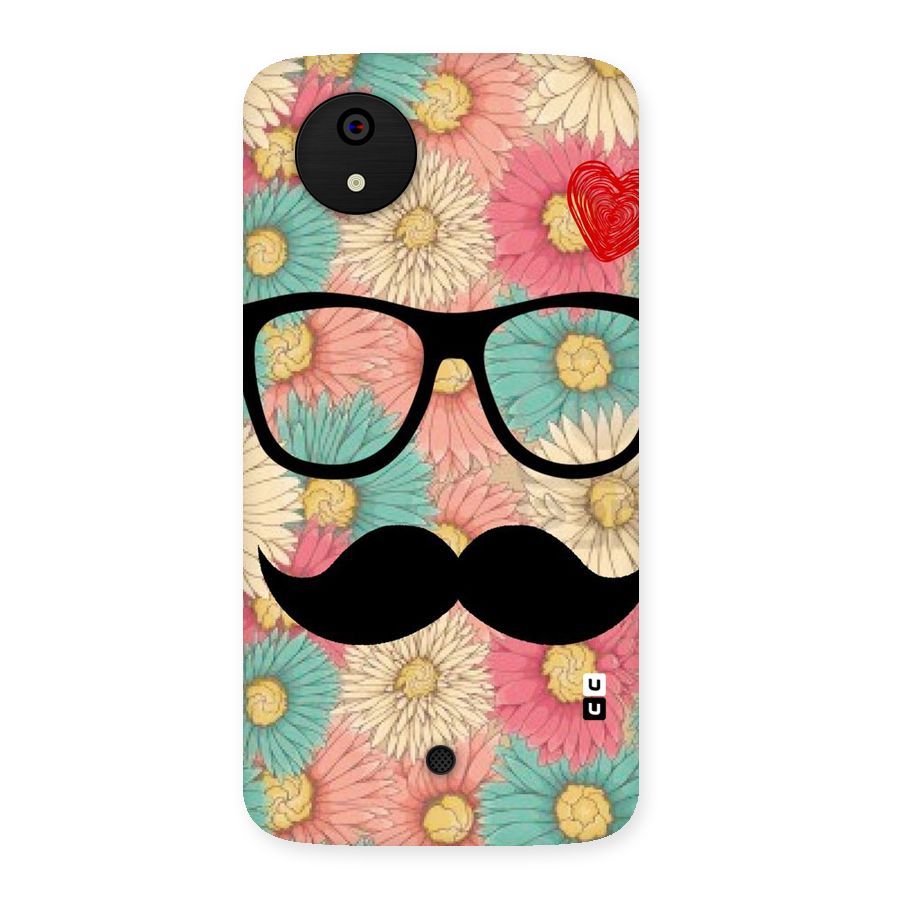 Floral Moustache Back Case for Micromax Canvas A1