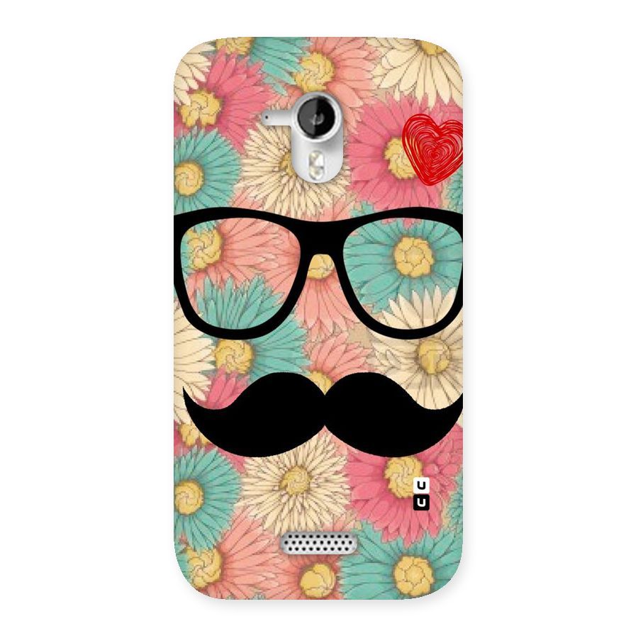 Floral Moustache Back Case for Micromax Canvas HD A116