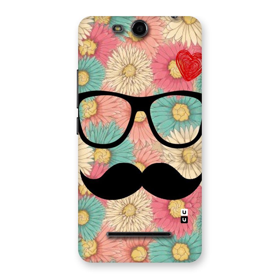 Floral Moustache Back Case for Micromax Canvas Juice 3 Q392