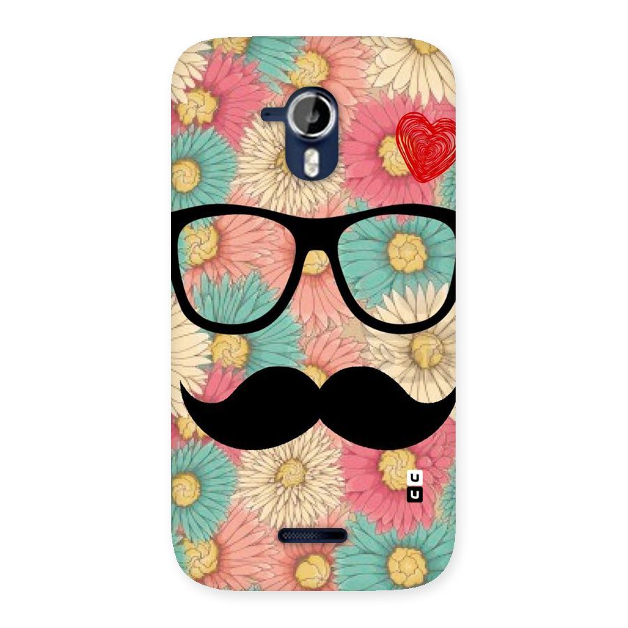 Floral Moustache Back Case for Micromax Canvas Magnus A117