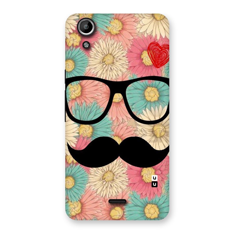 Floral Moustache Back Case for Micromax Canvas Selfie Lens Q345