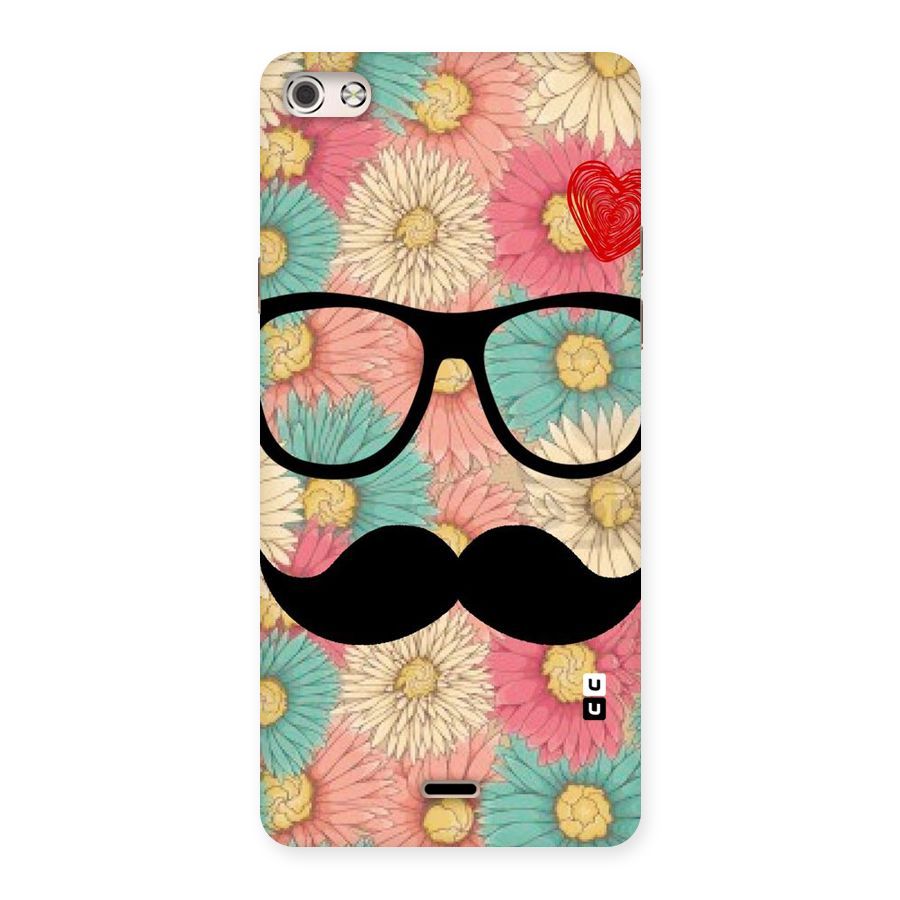 Floral Moustache Back Case for Micromax Canvas Silver 5