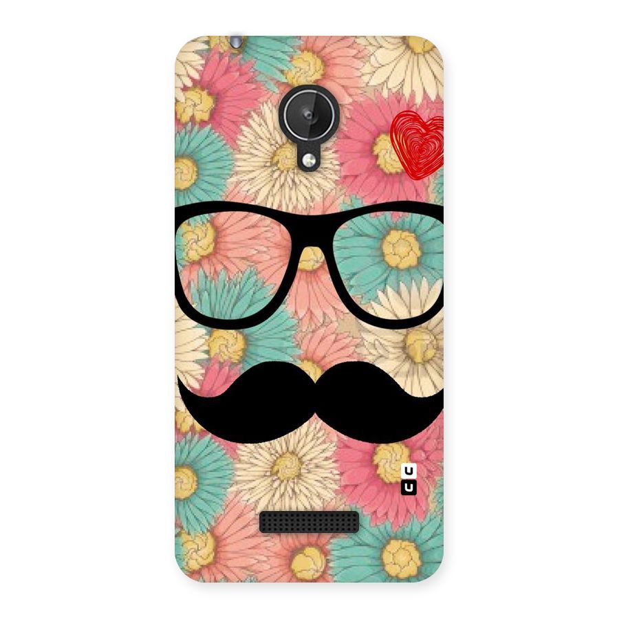 Floral Moustache Back Case for Micromax Canvas Spark Q380