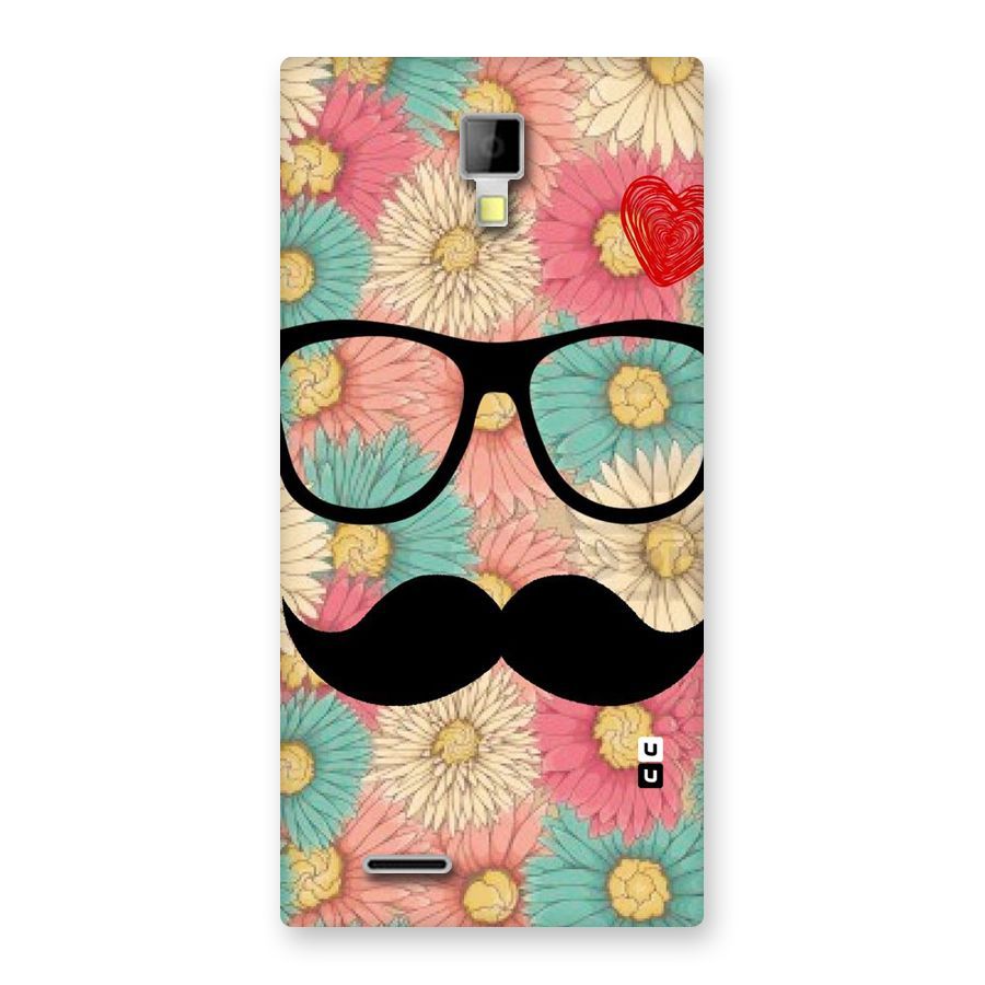 Floral Moustache Back Case for Micromax Canvas Xpress A99