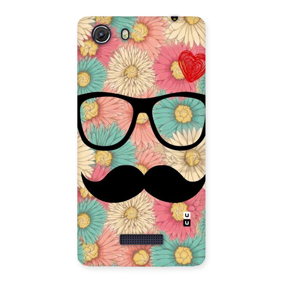 Floral Moustache Back Case for Micromax Unite 3