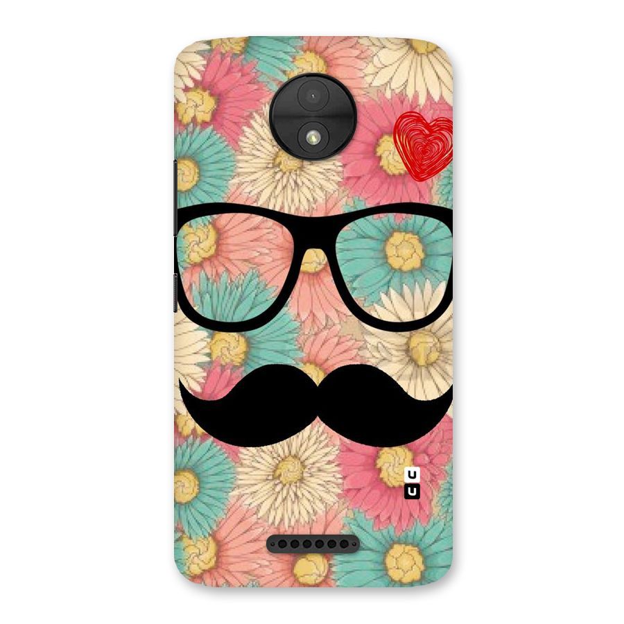 Floral Moustache Back Case for Moto C