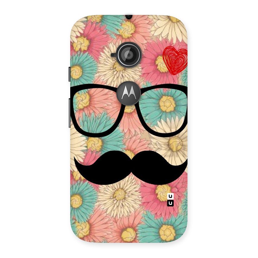 Floral Moustache Back Case for Moto E 2nd Gen