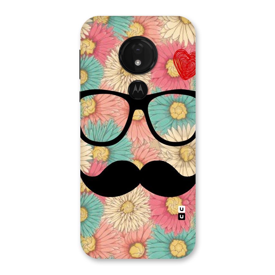 Floral Moustache Back Case for Moto G7 Power