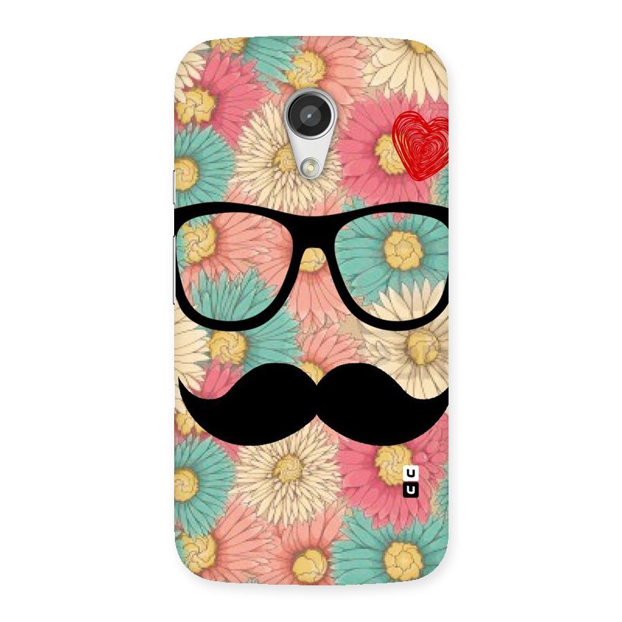 Floral Moustache Back Case for Moto G 2nd Gen