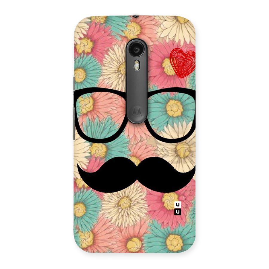Floral Moustache Back Case for Moto G Turbo