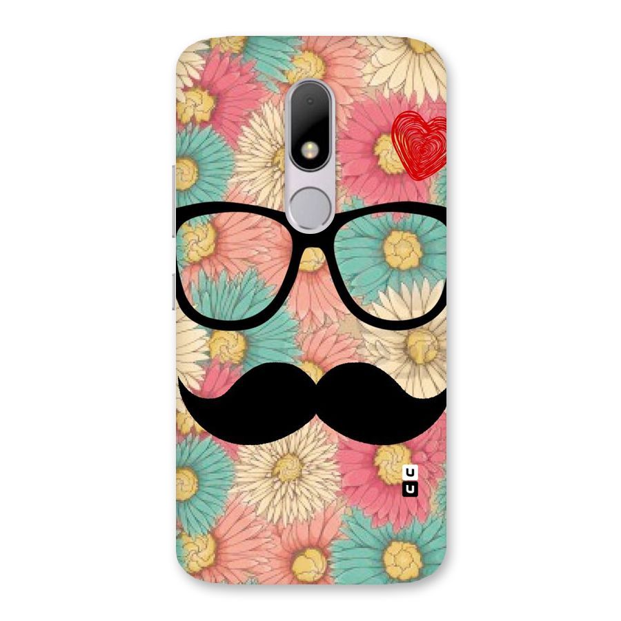 Floral Moustache Back Case for Moto M