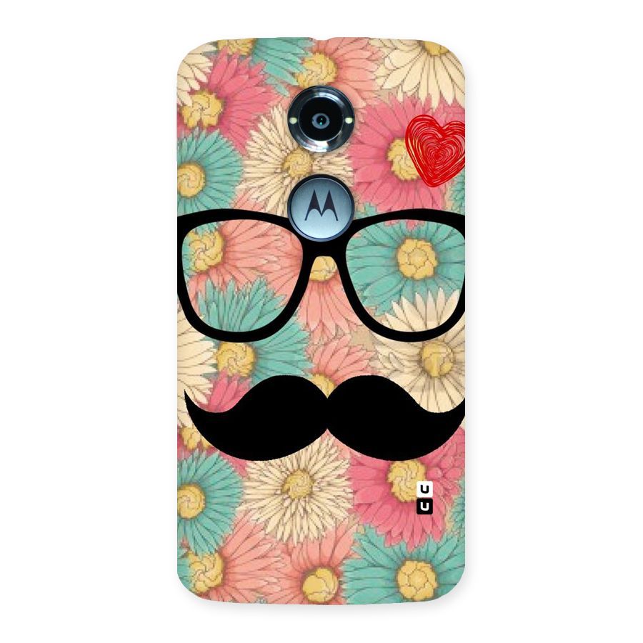 Floral Moustache Back Case for Moto X 2nd Gen