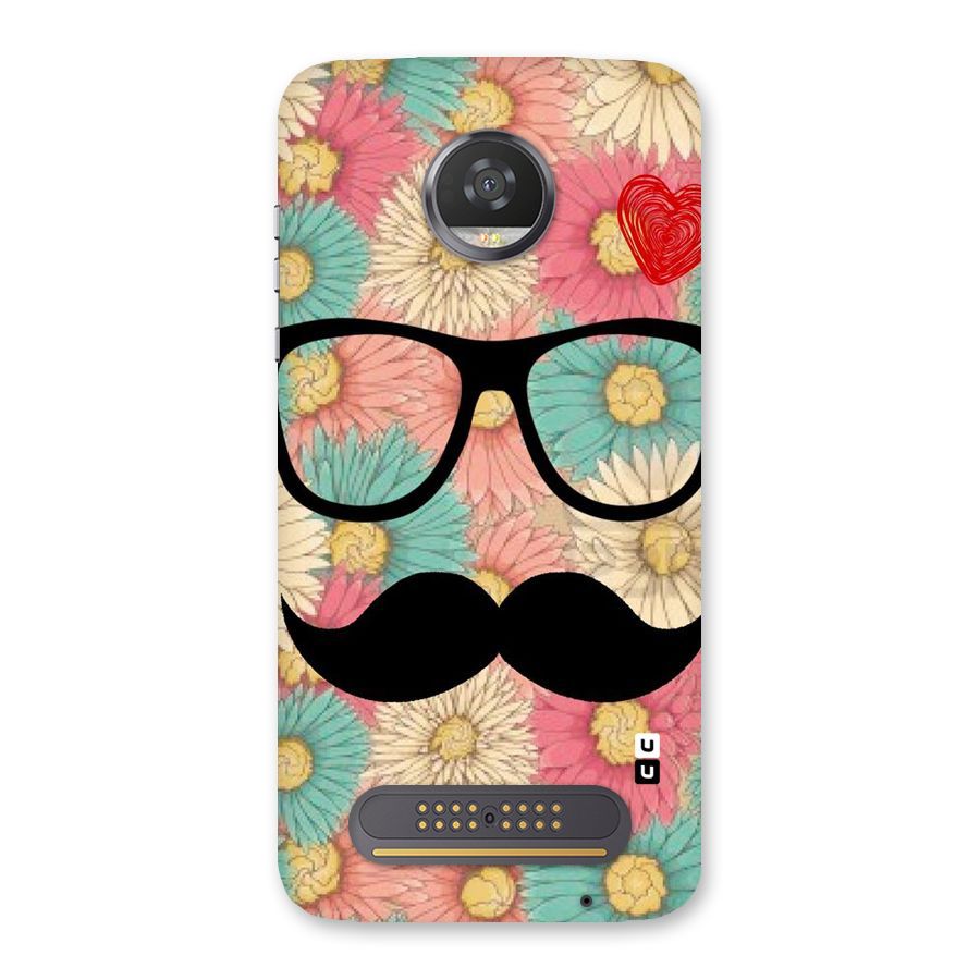 Floral Moustache Back Case for Moto Z2 Play