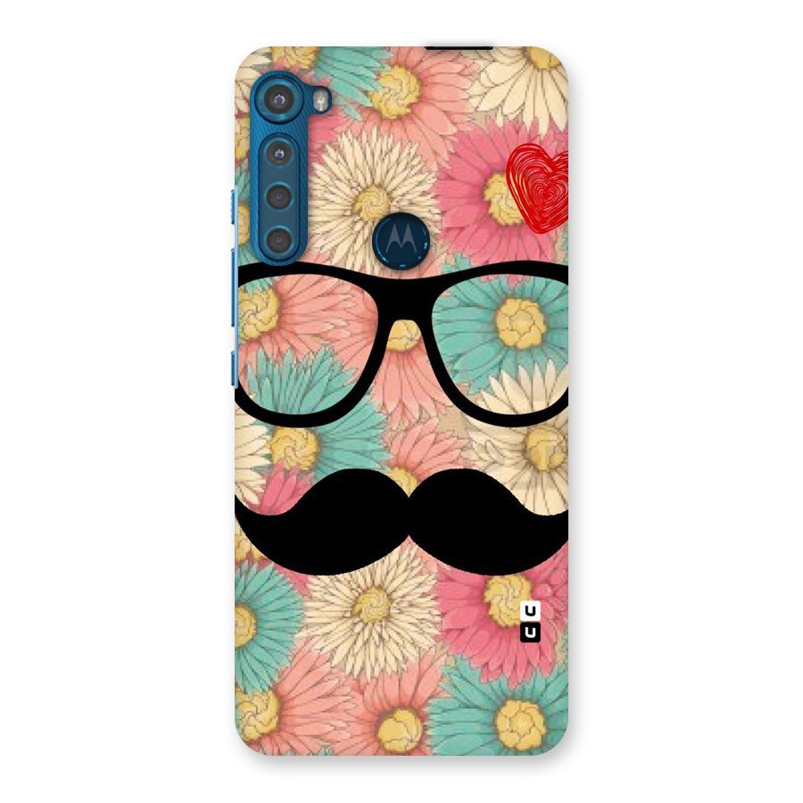 Floral Moustache Back Case for Motorola One Fusion Plus