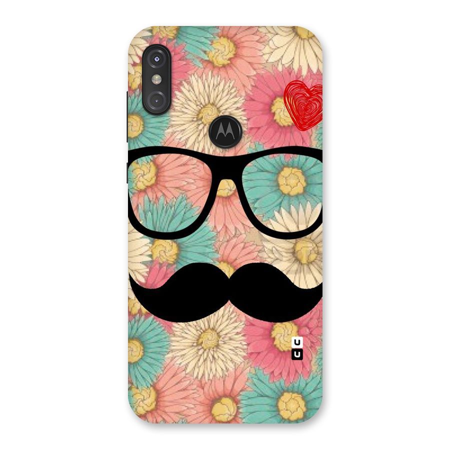 Floral Moustache Back Case for Motorola One Power