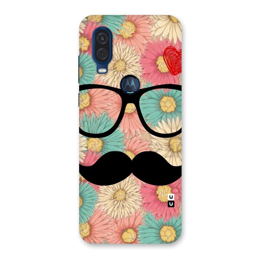 Floral Moustache Back Case for Motorola One Vision