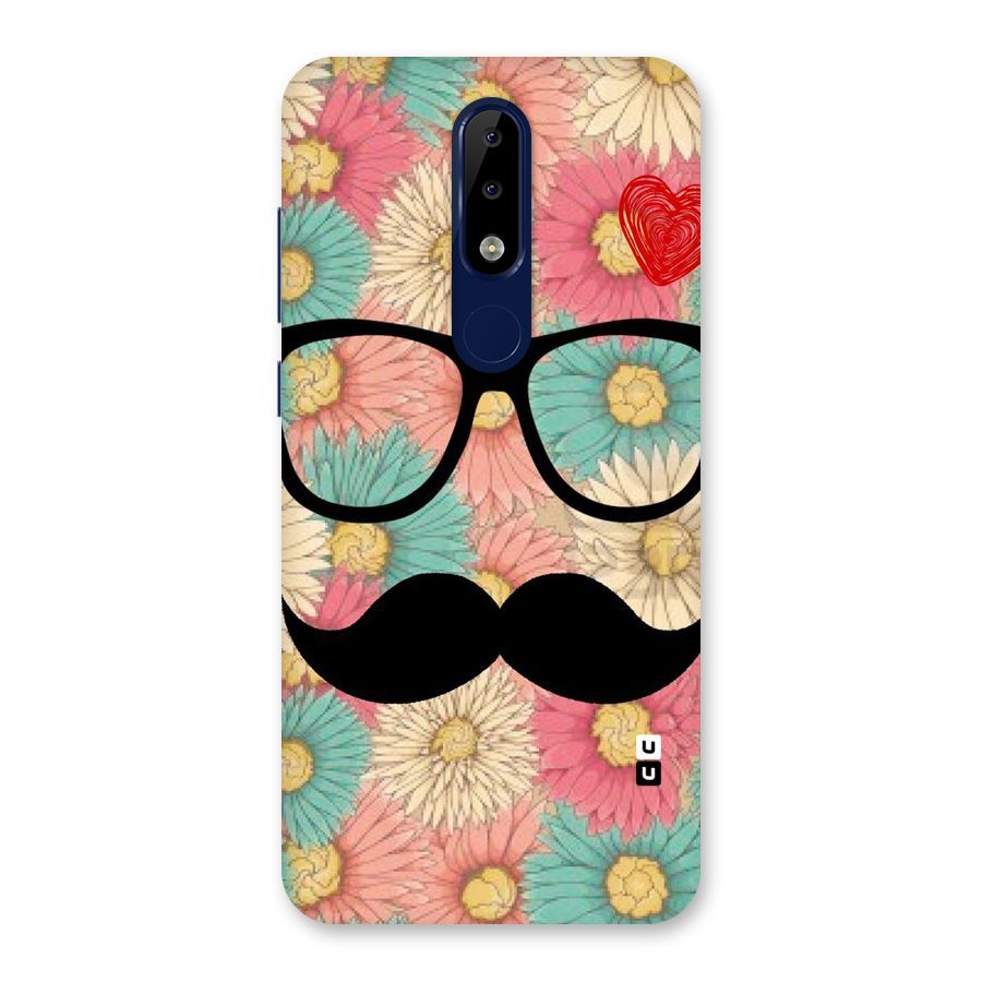Floral Moustache Back Case for Nokia 5.1 Plus