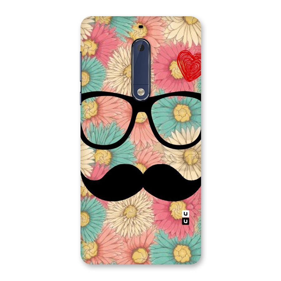 Floral Moustache Back Case for Nokia 5