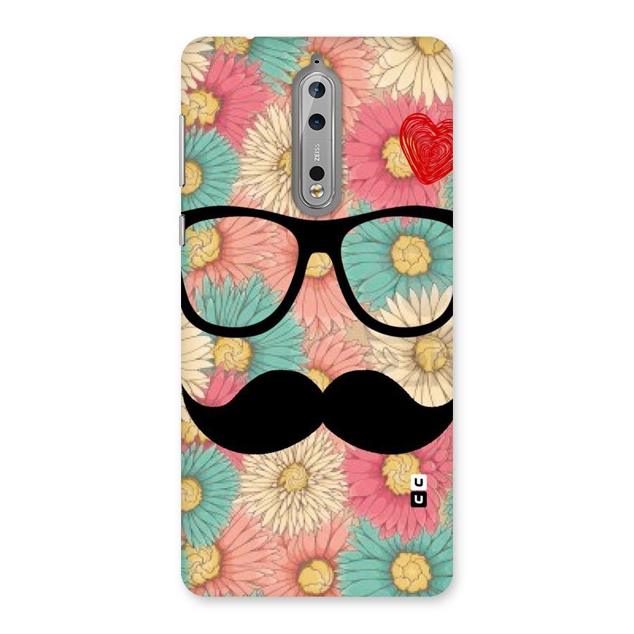 Floral Moustache Back Case for Nokia 8