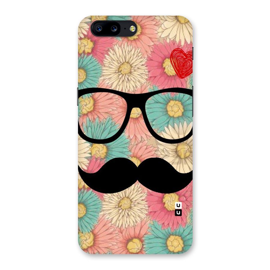 Floral Moustache Back Case for OnePlus 5