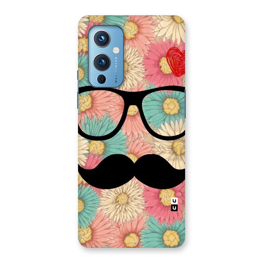 Floral Moustache Back Case for OnePlus 9