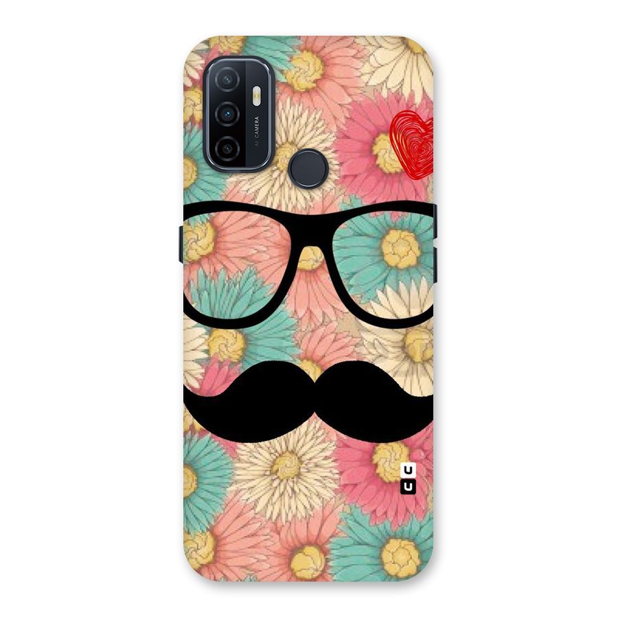 Floral Moustache Back Case for Oppo A32